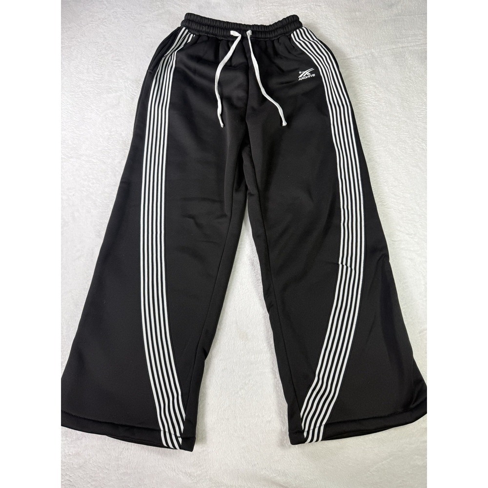 Y2K Baggy Black Joggers Pants Large Stripes tripes Streetwear ARCHIVE